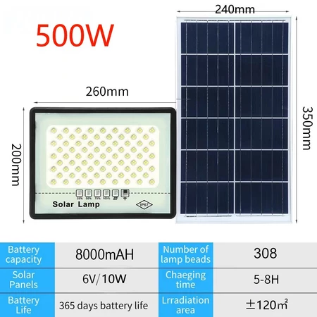 500W Solar Outdoor Lighting LED Solar Spotlight Intelligent Light Sensor